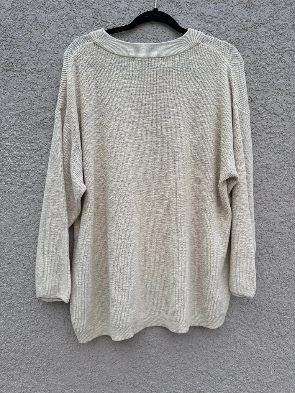 Free People Oversized Cream Waffle Knit Sweatshirt